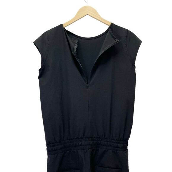 Albion Fit Cap Sleeve Jumpsuit Black Elastic Waist One Piece Size ST Small Tall - Picture 7 of 15